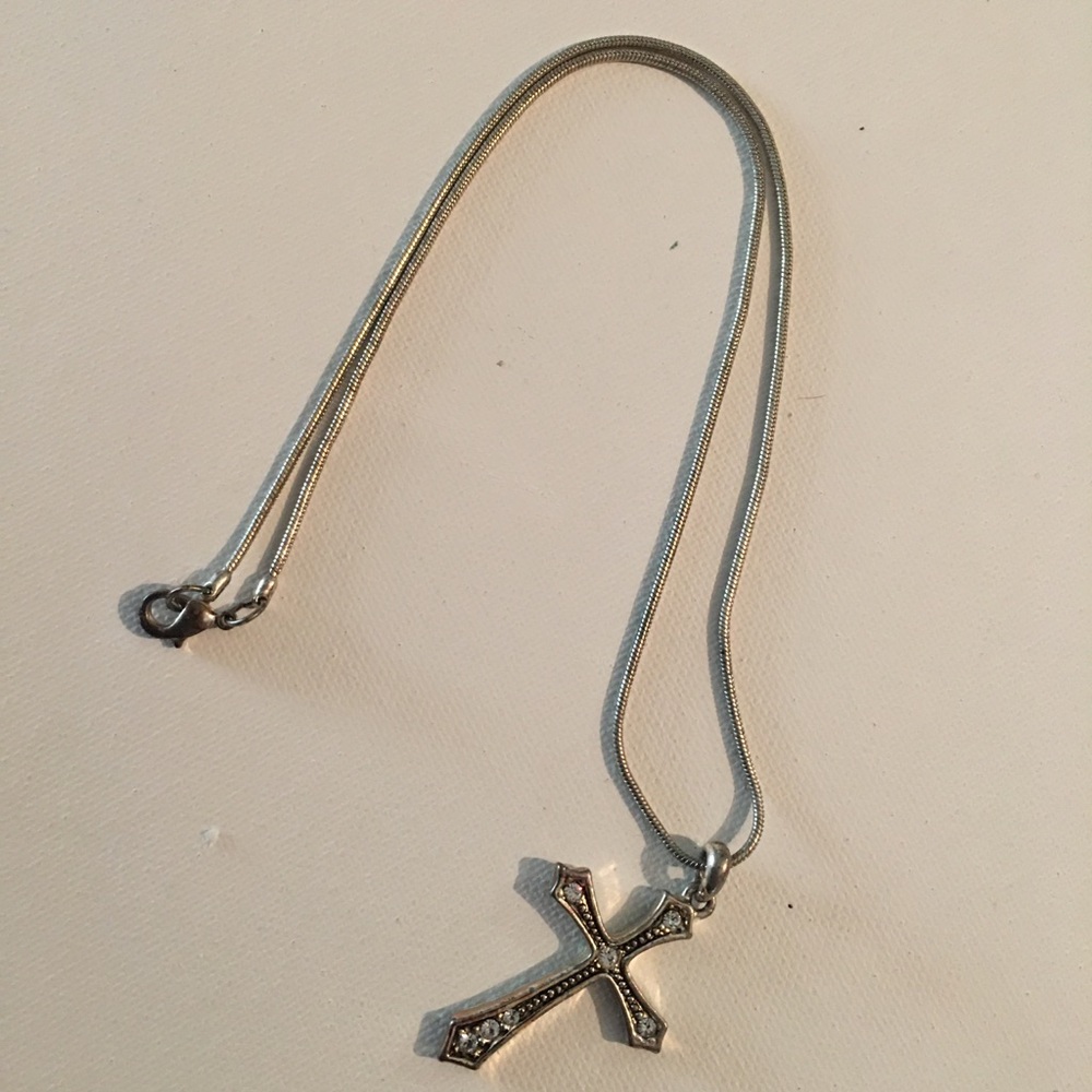 Cross with crystals Necklace - 18”